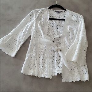 Boston Proper White Eyelet Lace Cardigan